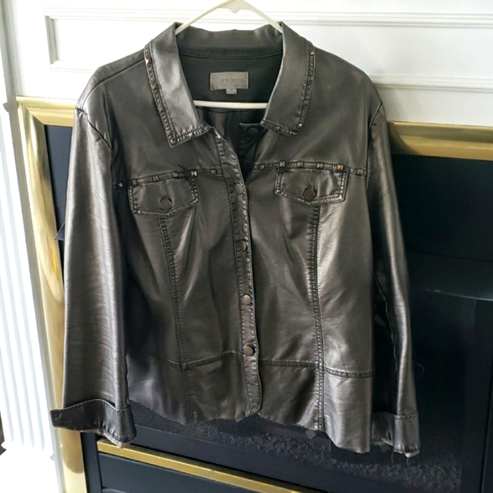 Grey faux leather jacket